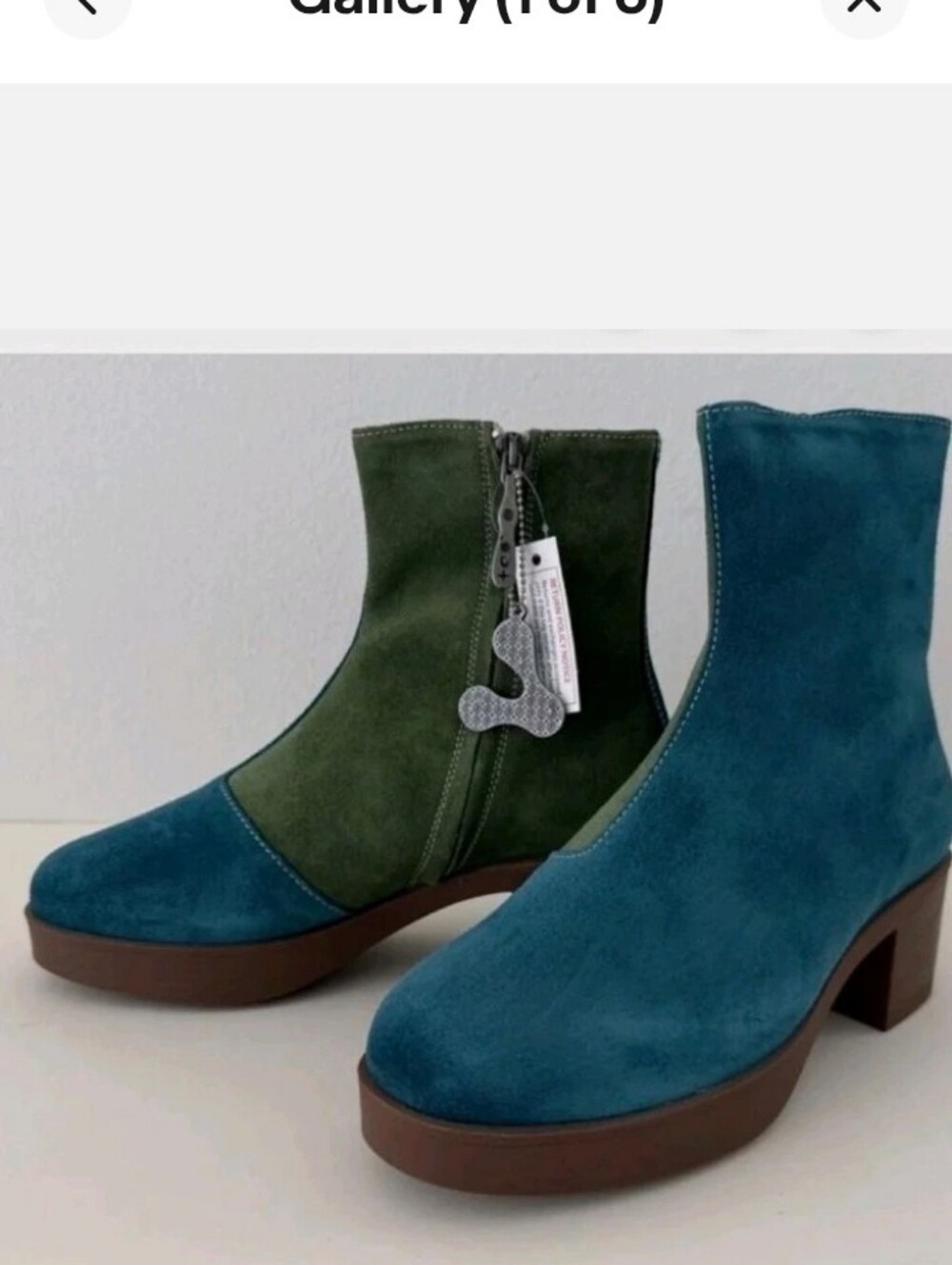 LAZO SIREN Women’s Suede Two-Tone Ankle Boots in Blue and Olive